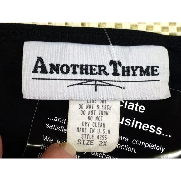 Another Thyme Black & Blue Beaded 3/4 Sleeve Top Scalloped Hem Size 2X USA Made - Picture 5 of 12